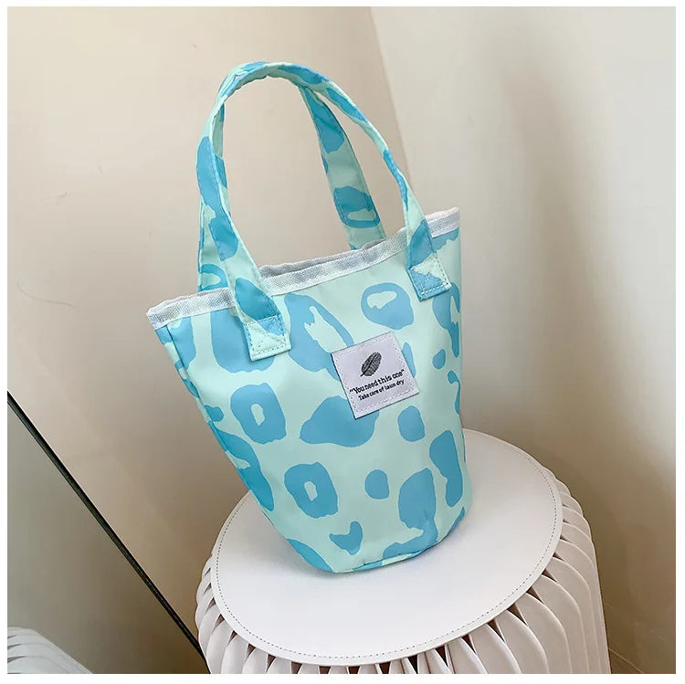 Leopard Pattern Women's Canvas Bucket Bag Pink Tote Clutch Purse Shoulder Bags