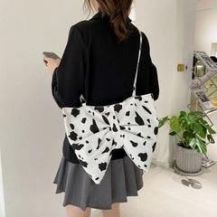 Leopard Pleated Canvas Bag Shoulder Bags Women Satchel Tote Bag