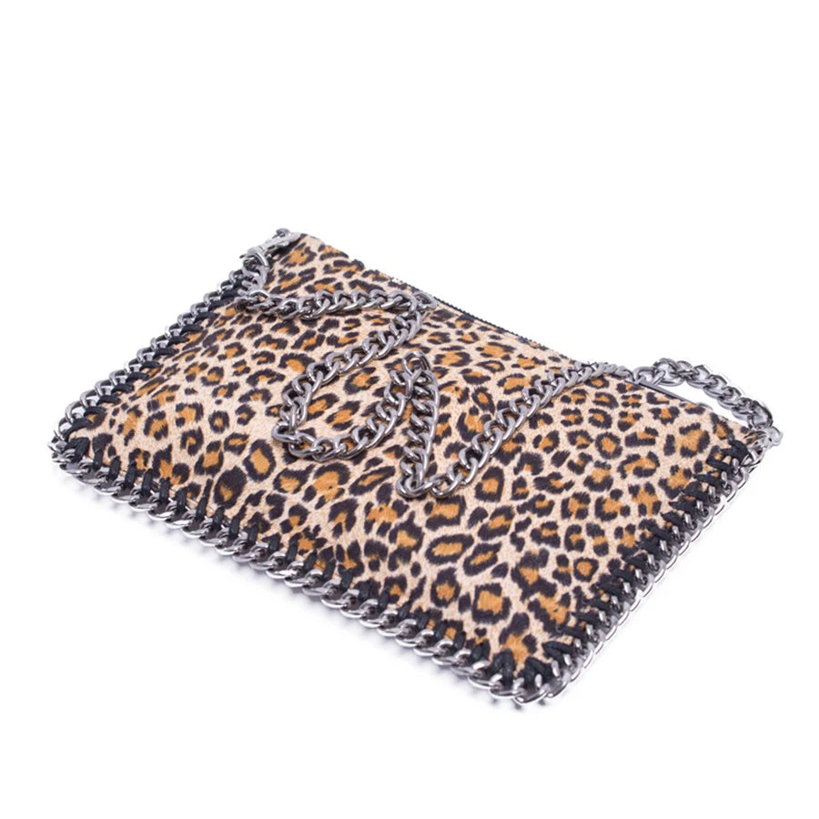 Leopard Print Chain Square Handbag Women's Bag Classic Messenger Bag