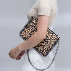 Leopard Print Chain Square Handbag Women's Bag Classic Messenger Bag