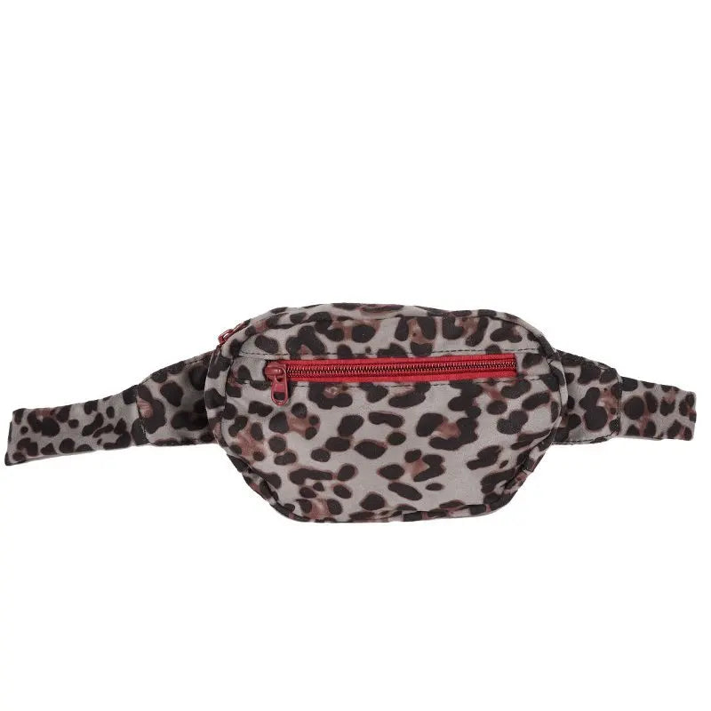 Leopard Print Chest Bag For Women Belt Phone Pouch Casual Canvas Waist Bag