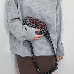 Leopard Print Chest Bag For Women Belt Phone Pouch Casual Canvas Waist Bag