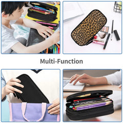 Leopard Print Pen Box Student School Anime Zipper Pen Bag Child Stationery Bag