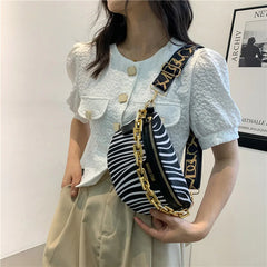 Leopard Print Chain Fanny Pack Belt Pouch Women's PU Leather Waist Bag