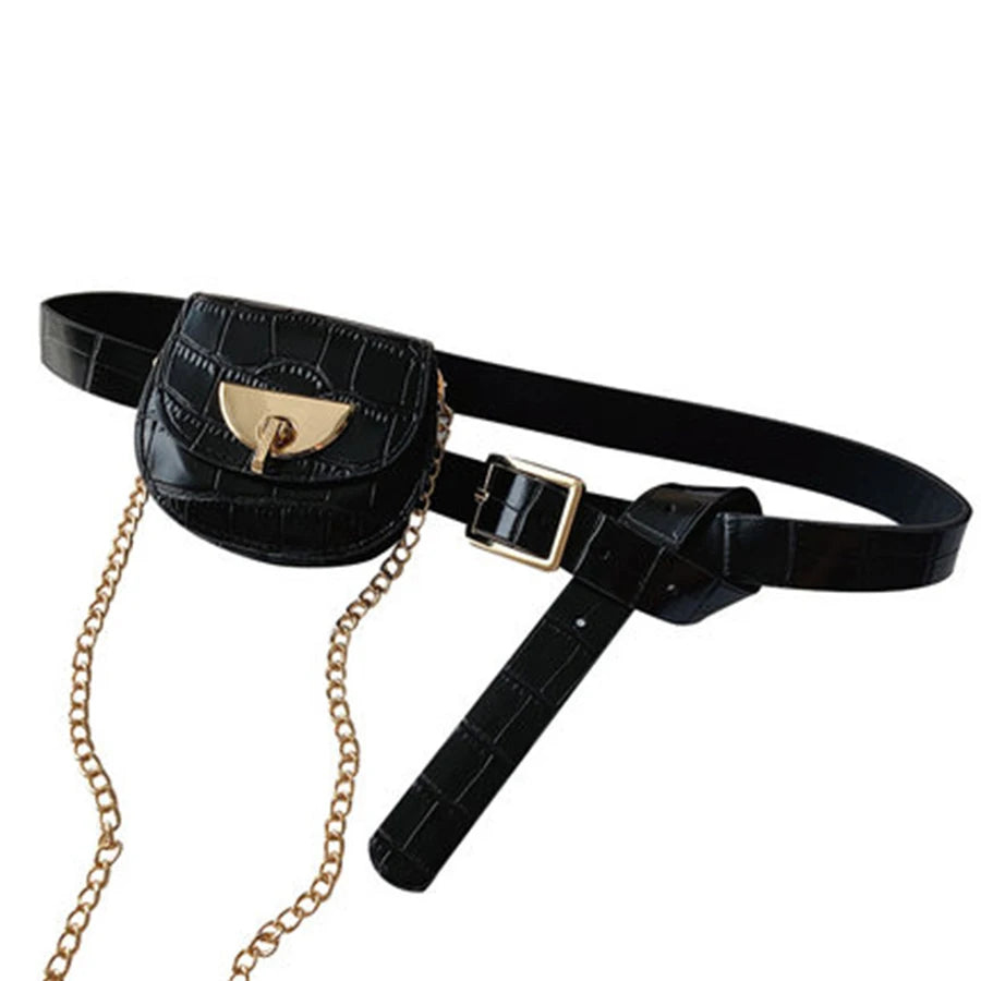 Leopard Print Waist Pack Bag Fanny Pack Chain Pouch Travel Female
