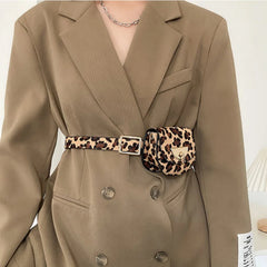 Leopard Print Waist Pack Bag Fanny Pack Chain Pouch Travel Female