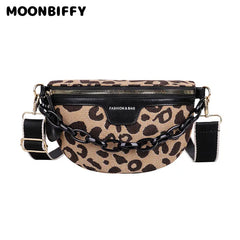 Leopard Print Zipper Waist Bag Women's Casual Vacation Chest Bag