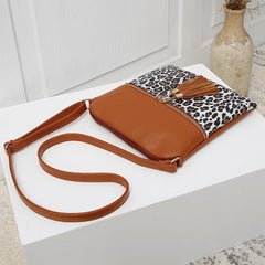 Leopard Print Tassel Crossbody Bag for Women
