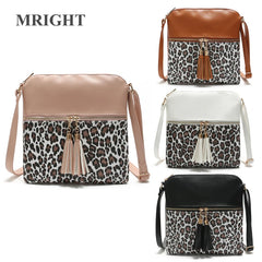 Leopard Print Tassel Crossbody Bag for Women