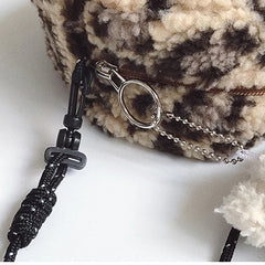 Leopard Crossbody Bag Retro Plush Small Round Bag Ladies Shoulder Bag
