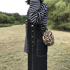 Leopard Crossbody Bag Retro Plush Small Round Bag Ladies Shoulder Bag