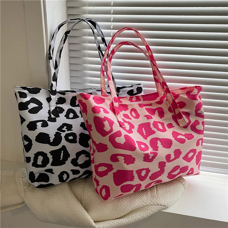 Leopard Shoulder Bags Women Large Capacity Oxford Underarm Casual Totes Female M
