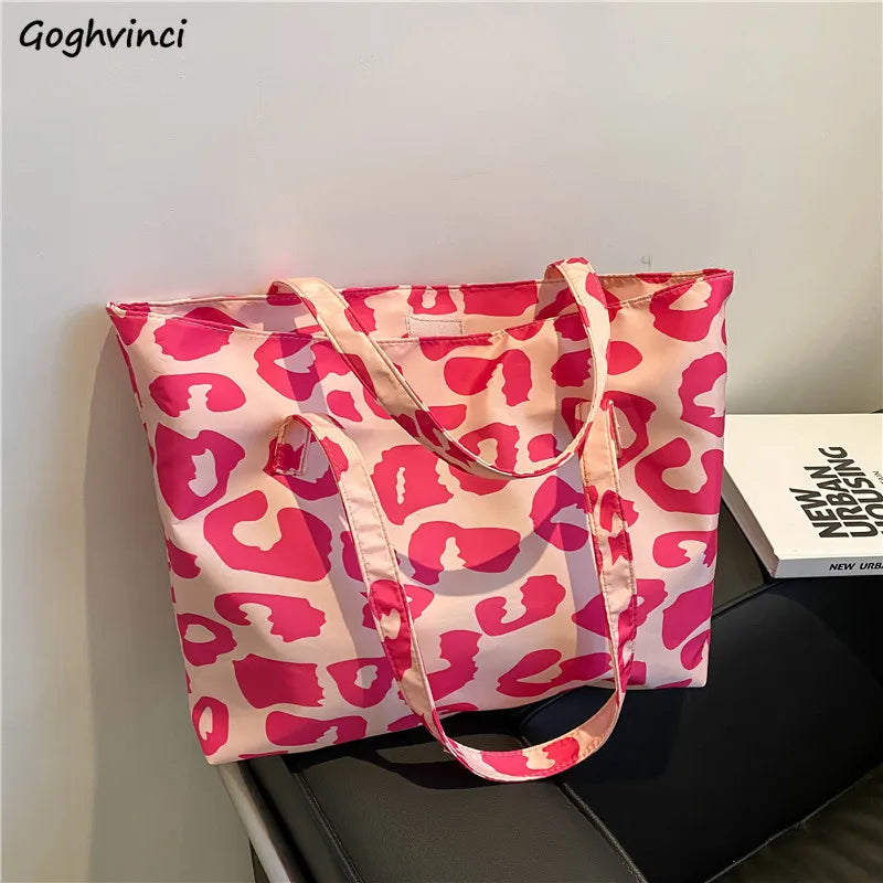 Leopard Shoulder Bags Women Large Capacity Oxford Underarm Casual Totes Female M
