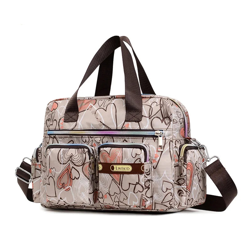 Leopard Women Handbag Nylon Luggage Bags Flower Print Travel Duffle Bags