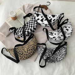 Leopard Waist Bag Crossbody Bags Oxford Zipper Ins Style