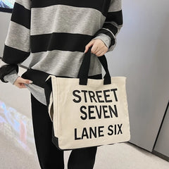 Women's Letter Canvas Crossbody Bag Tote Shopping Eco Bag