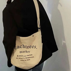 Letter Canvas Large-capacity Tote Bag Soft Texture Light All-match Messenger