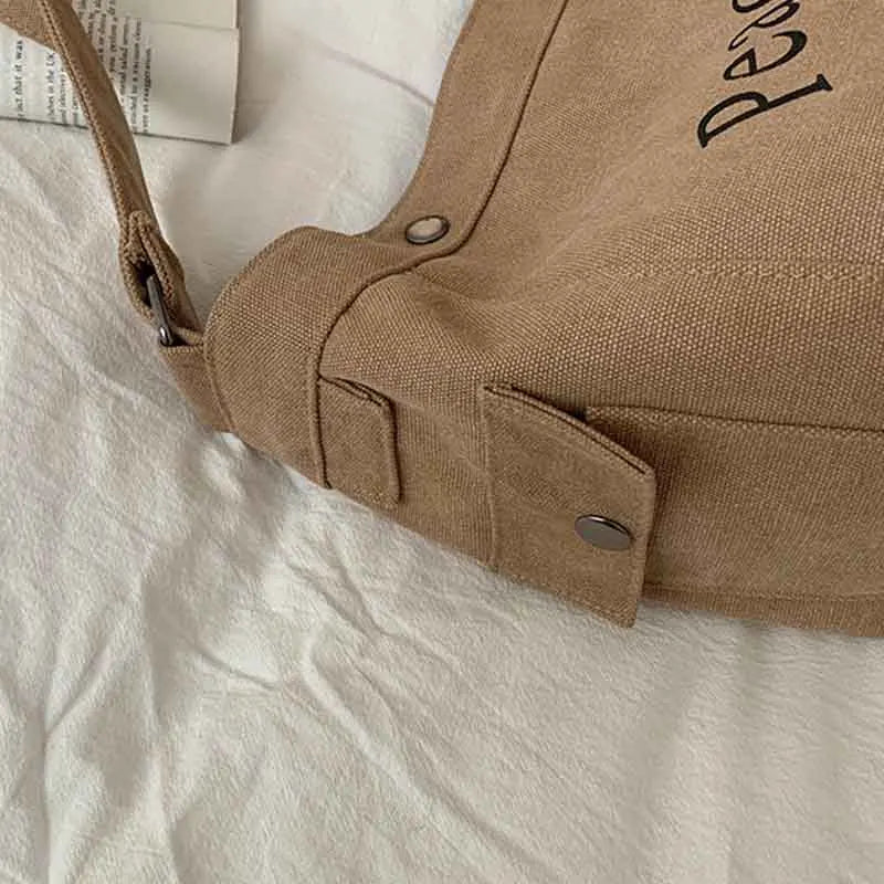 Letter Canvas Large-capacity Tote Bag Soft Texture Light All-match Messenger