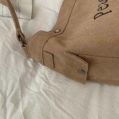 Letter Canvas Large-capacity Tote Bag Soft Texture Light All-match Messenger