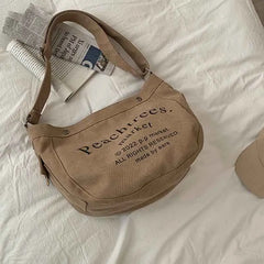 Letter Canvas Large-capacity Tote Bag Soft Texture Light All-match Messenger