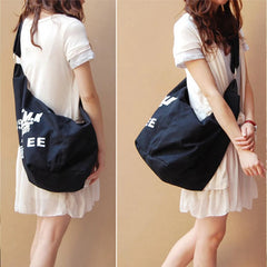 Letter Women Canvas Shopping Shoulder Bag Female Crossbody Bags