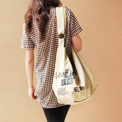 Letter Women Canvas Shopping Shoulder Bag Female Crossbody Bags