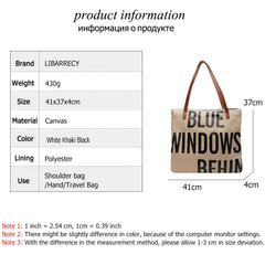 Letter Pattern High Canvas Women's Bag Large Capacity Ladies Shoulder Bag