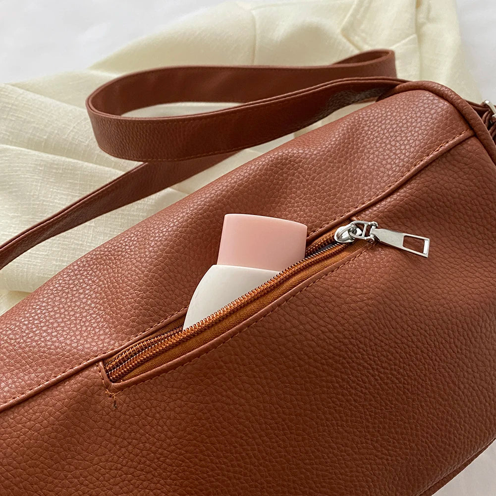 Printed Crossbody Bag Commute Bag PU Leather Casual Portable Soft Large C