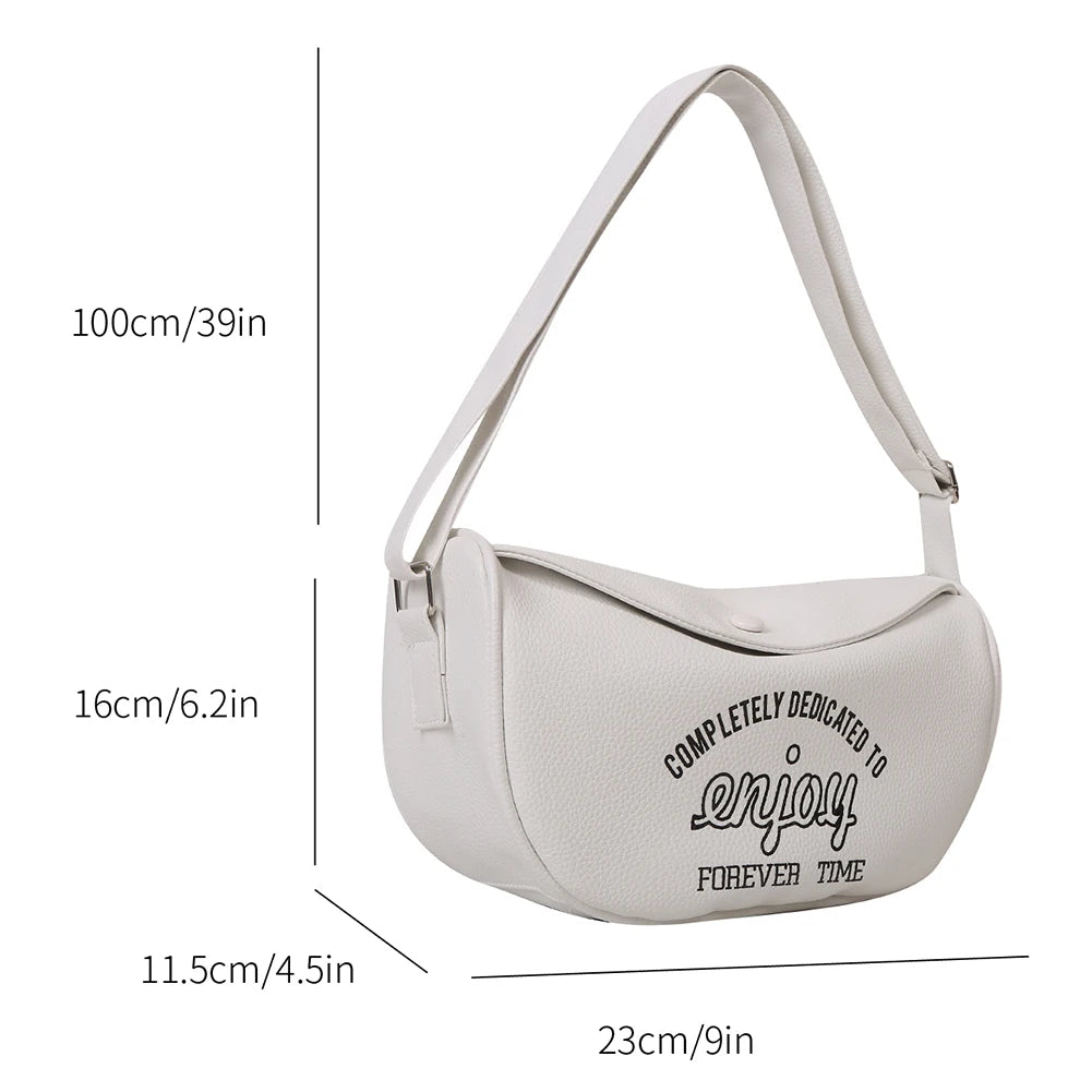 Letter Printed Crossbody Bag Underarm Bag PU Leather Casual Portable