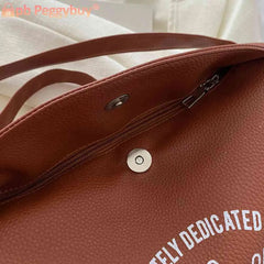 Letter Printed Crossbody Bag PU Leather Soft Large