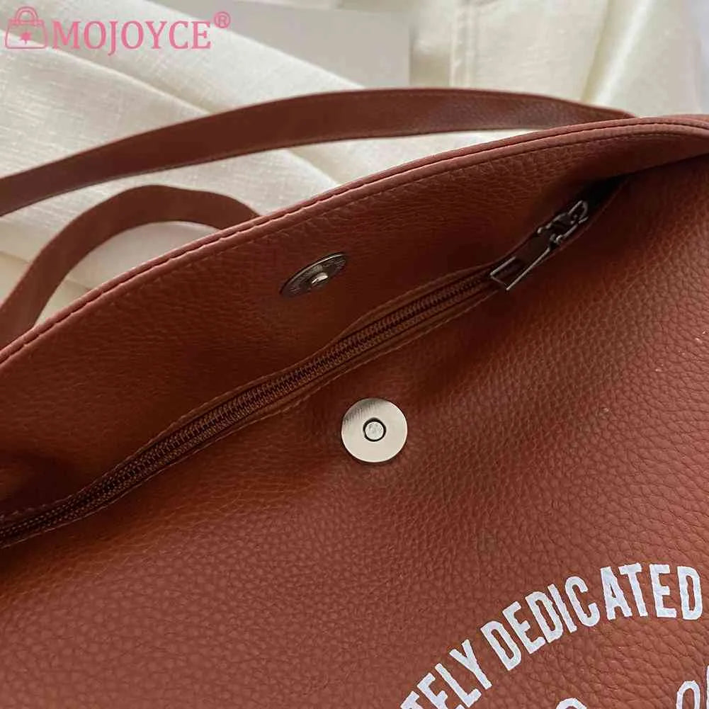 Letter Printed Crossbody Bag Women Handbags PU Leather Casual Portable