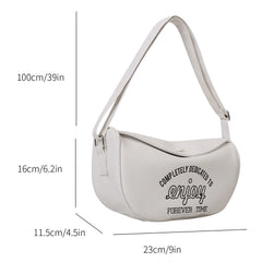 Letter Printed Shoulder Bag PU Leather Casual Soft Large Capacity