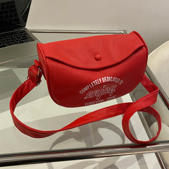 Letter Printed Shoulder Bag PU Leather Casual Soft Large Capacity