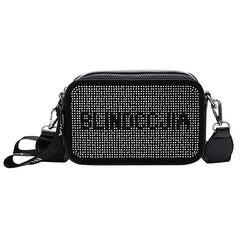 Vintage Rhinestone Diamond Messenger Bag Women PU Shoulder Bag