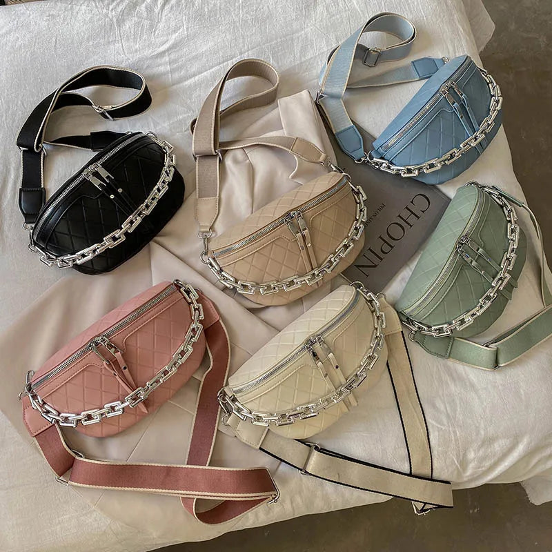 Women's PU Leather Waist Bag Fanny Pack Crossbody Chest Bags