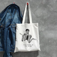 Gothic Skull Canvas Bag Japanese Cartoon Fun Women Bag Harajuku Dark Shopper