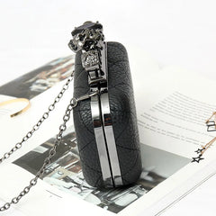 Lichee Pattern PU Women Clutches Bag Purses Knuckle Rings Bride Clutch