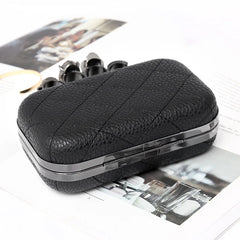 Lichee Pattern PU Women Clutches Bag Purses Knuckle Rings Bride Clutch