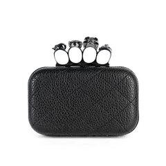 Lichee Pattern PU Women Clutches Bag Purses Knuckle Rings Bride Clutch
