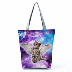 Lightning Cat Pattern Casual Handbags Big Eco Shopping Bag