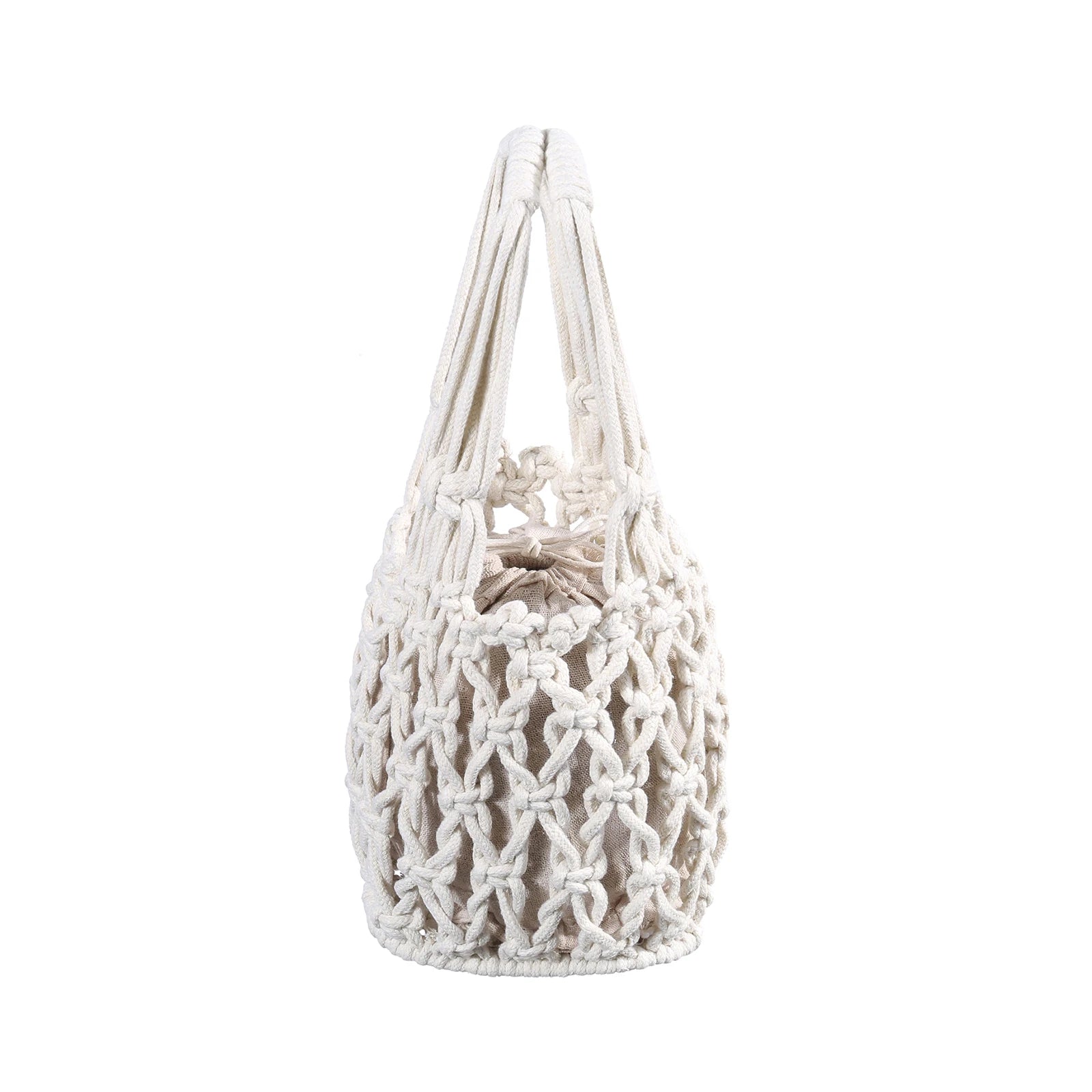 Hollow Fishnet Beach Bucket Handbag Women Woven Shoulder Bag