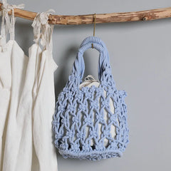 Hollow Fishnet Beach Bucket Handbag Women Woven Shoulder Bag