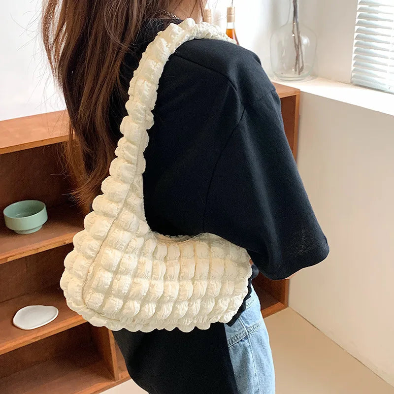 Women's Winter Large Ruched Tote Bag Soft Shoulder Bag