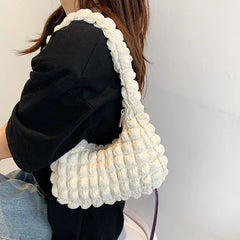 Women's Winter Large Ruched Tote Bag Soft Shoulder Bag