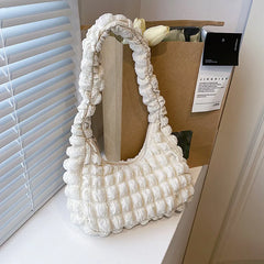 Women's Winter Large Ruched Tote Bag Soft Shoulder Bag