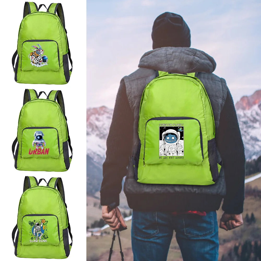 Astronaut Print Lightweight Outdoor Backpack Green