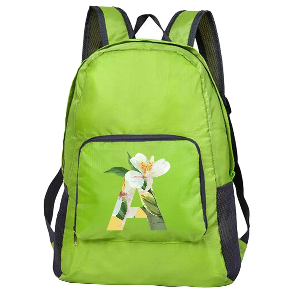 Foldable Floral Letter Print Lightweight Backpack