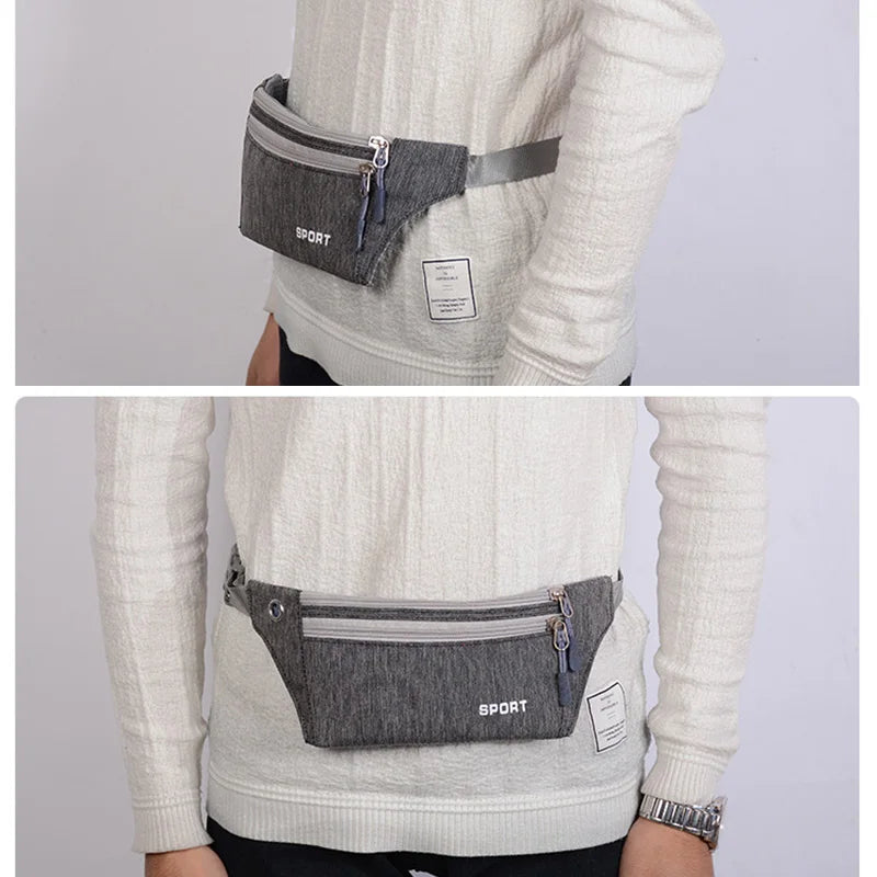 Sport Fanny Pack Canvas Waist Belt Bag Pouch Sweatproof Waist Bum Bags
