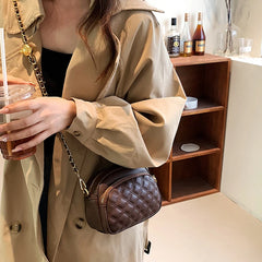 Lingge Chain Shoulder Phone Bag Girl Cross Body Bag Wallet