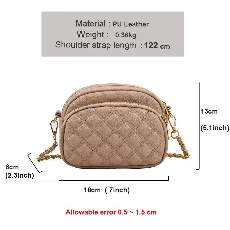 Lingge Chain Shoulder Phone Bag Girl Cross Body Bag Wallet